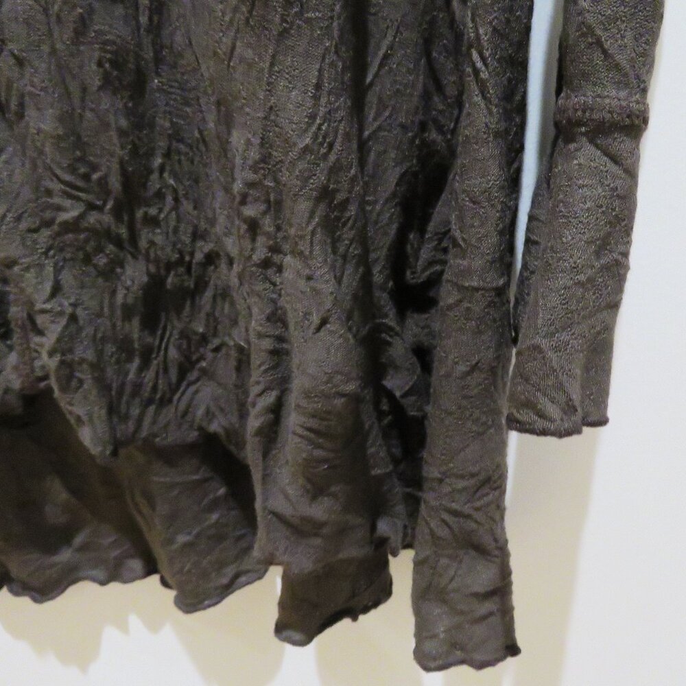 SNOSKINS Cowl Neck Crinkle Lagenlook Art To Wear Tunic Top in Chocolate Brown - Picture 7 of 14